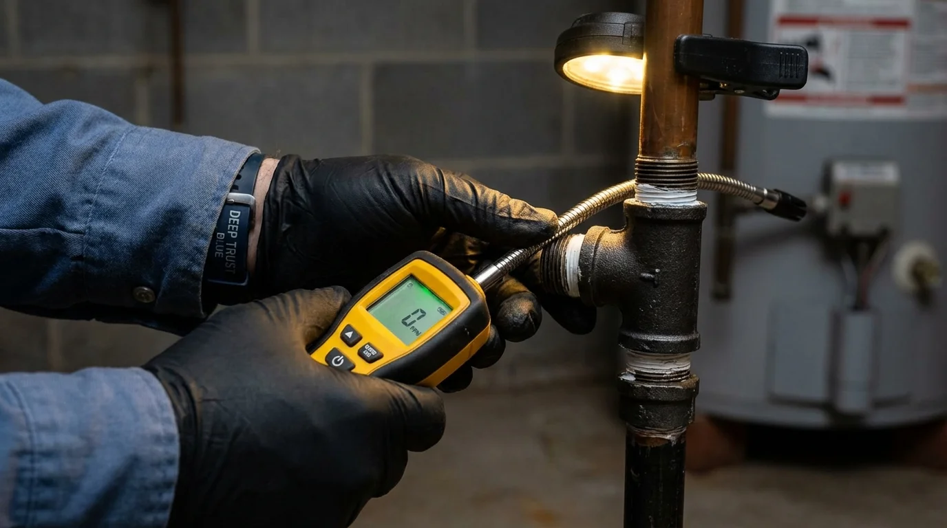 Gas leak detection with electronic sniffer by Johns Plumbing LLC in Roanoke