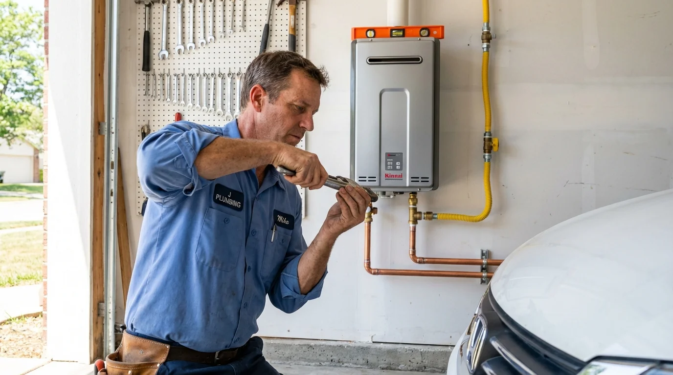 Tankless water heater installation by a Johns Plumbing LLC plumber in Roanoke